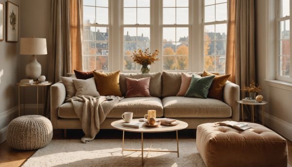 Coussins et textiles chaleureux interieur