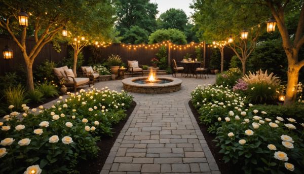 Eclairage exterieur jardin ambiance chaleureuse