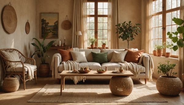 Interieur boheme chic chaleureux naturel