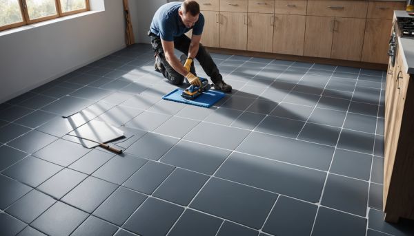 Pose carrelage sol cuisine moderne